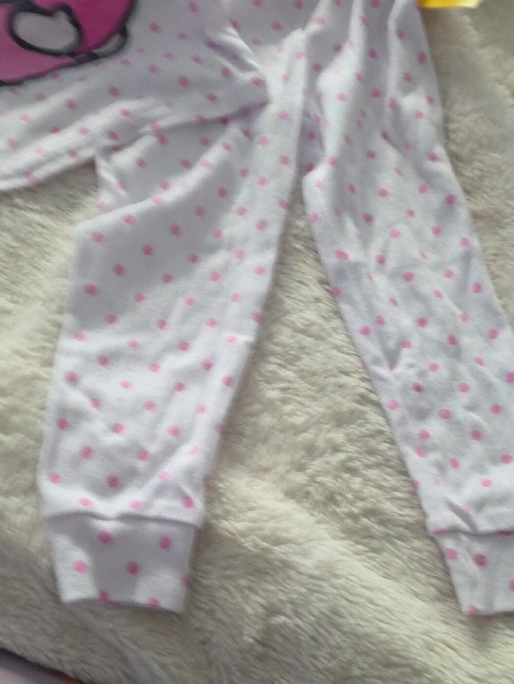 Hello Kitty Pink Polka Dot Pajama Set with Heart Graphic